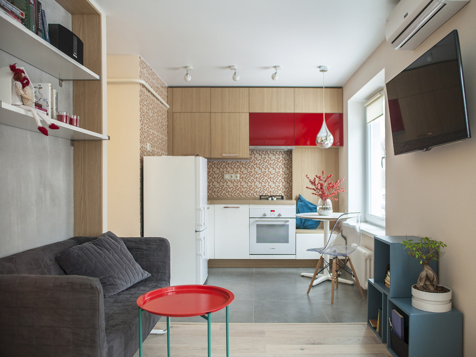 cuisine 15 m² avec un canapé photo