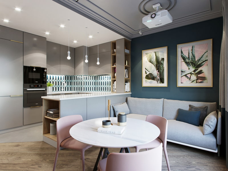 cuisine 15 m² avec un canapé idées photo