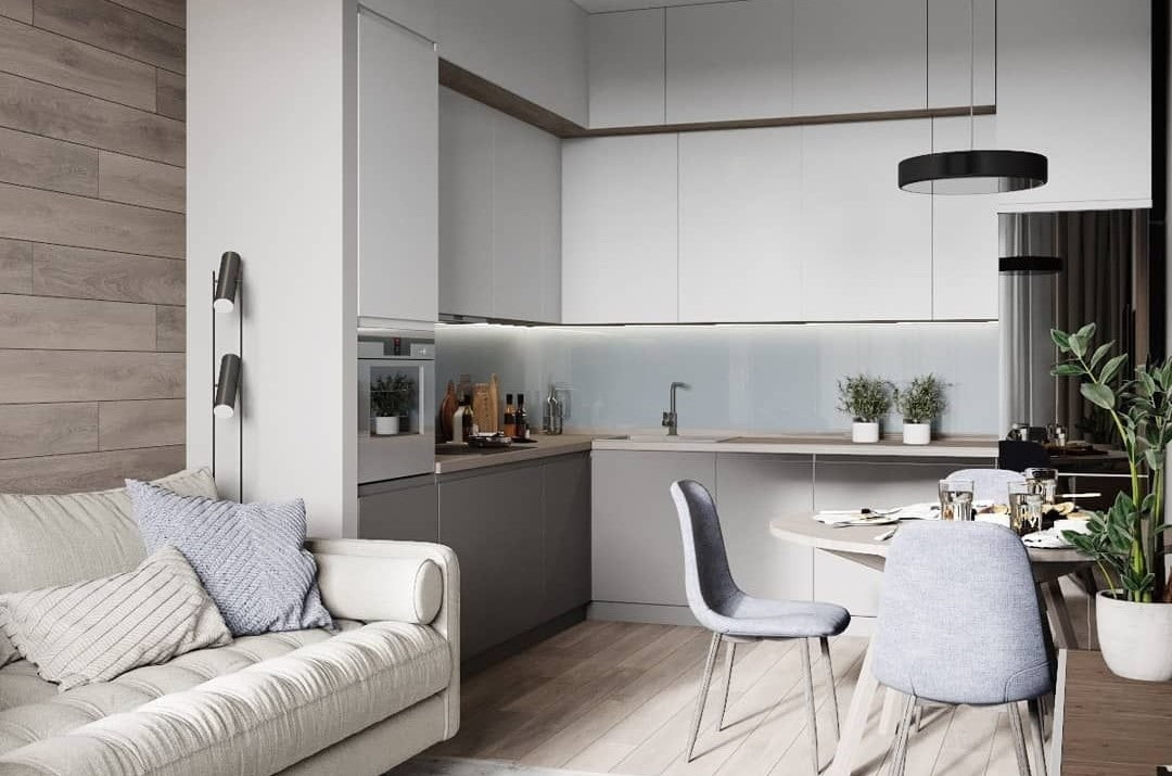 cuisine 15 m² avec canapé