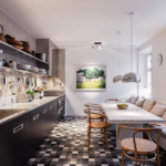 cuisine 15 m² avec un canapé photo
