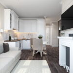 cuisine 15 mètres carrés avec décoration canapé