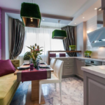 cuisine 15 m² avec un canapé décoration photo