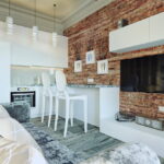 cuisine 15 mètres carrés avec des idées de design de canapé