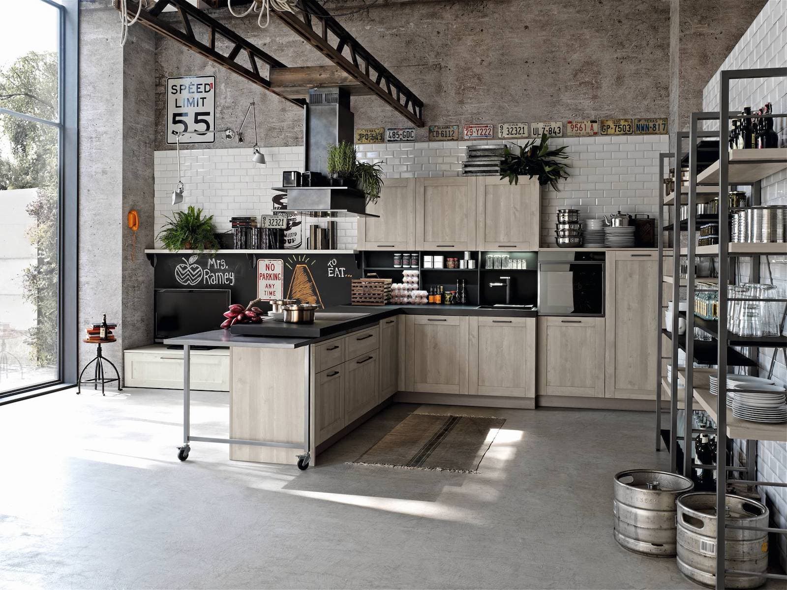 ensemble de cuisine dans le style loft pros
