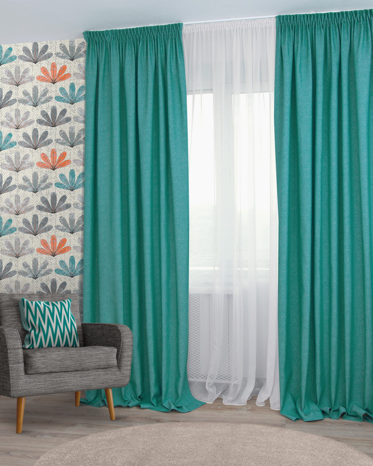 combination of curtains with tulle