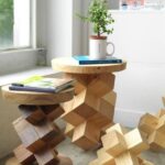 table géométrique en bois