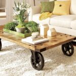 table en bois sur roulettes