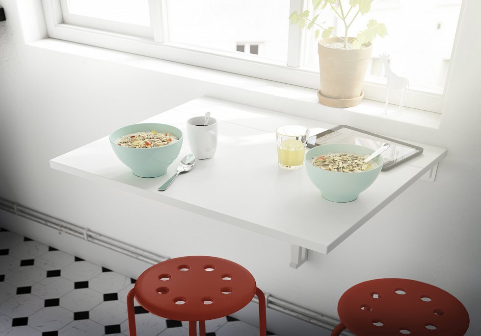 table pliante avec fixation au mur photo décoration