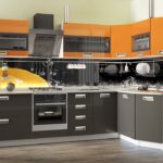 cozinha laranja com cinza