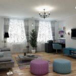 sala de estar com pufes