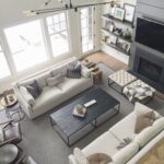 sala com mesa cinza