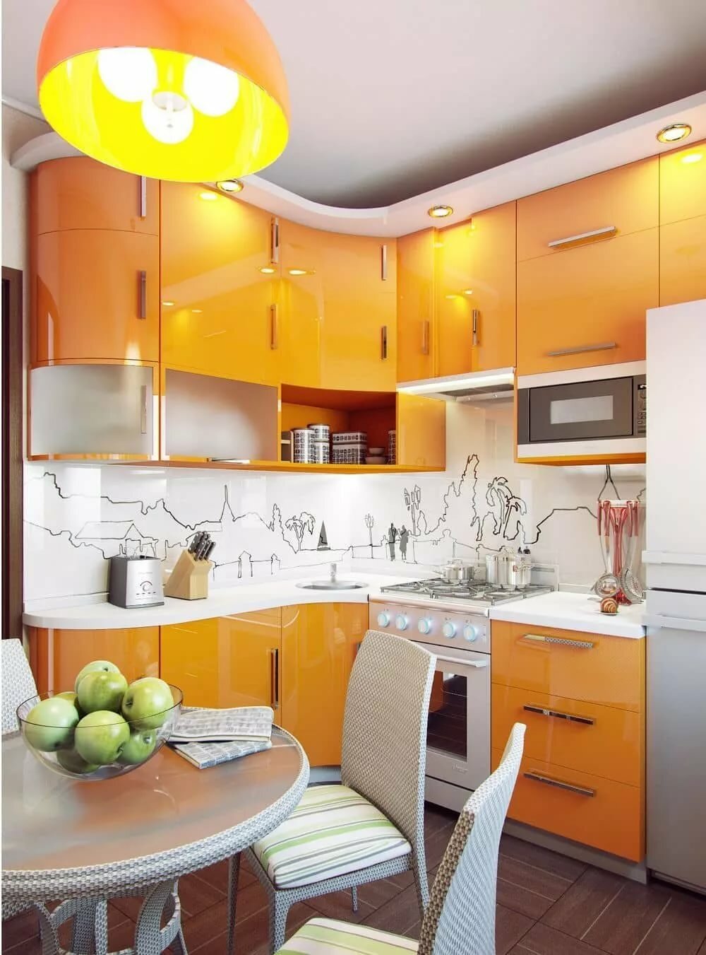 meubles de cuisine arrondis