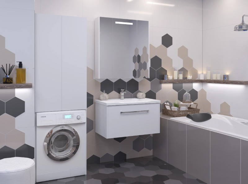 Schrank über der Waschmaschine im Bad