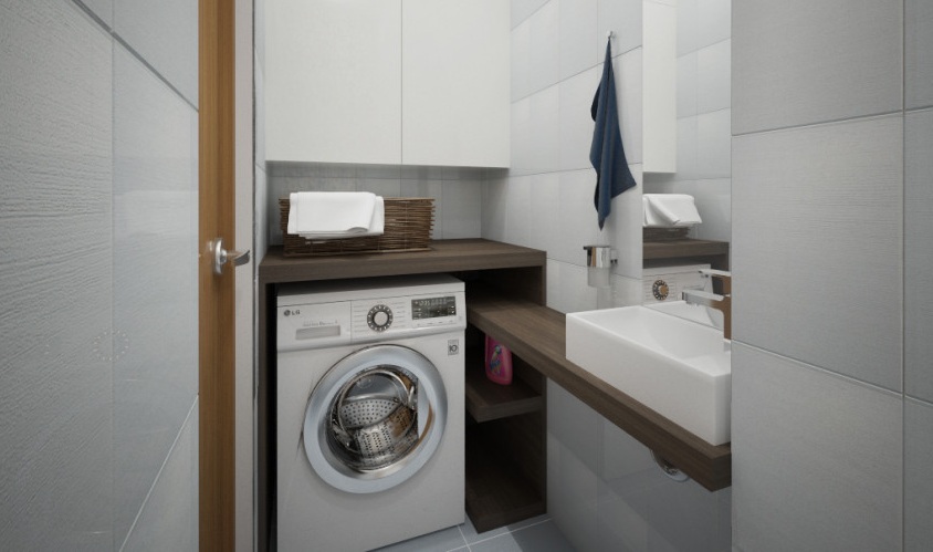Schrank über der Waschmaschine im Bad