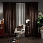 cortinas marrons no quarto