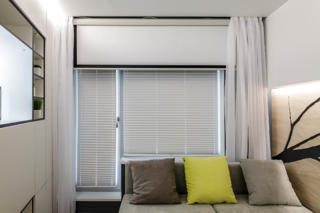 curtains on the balcony door pleated
