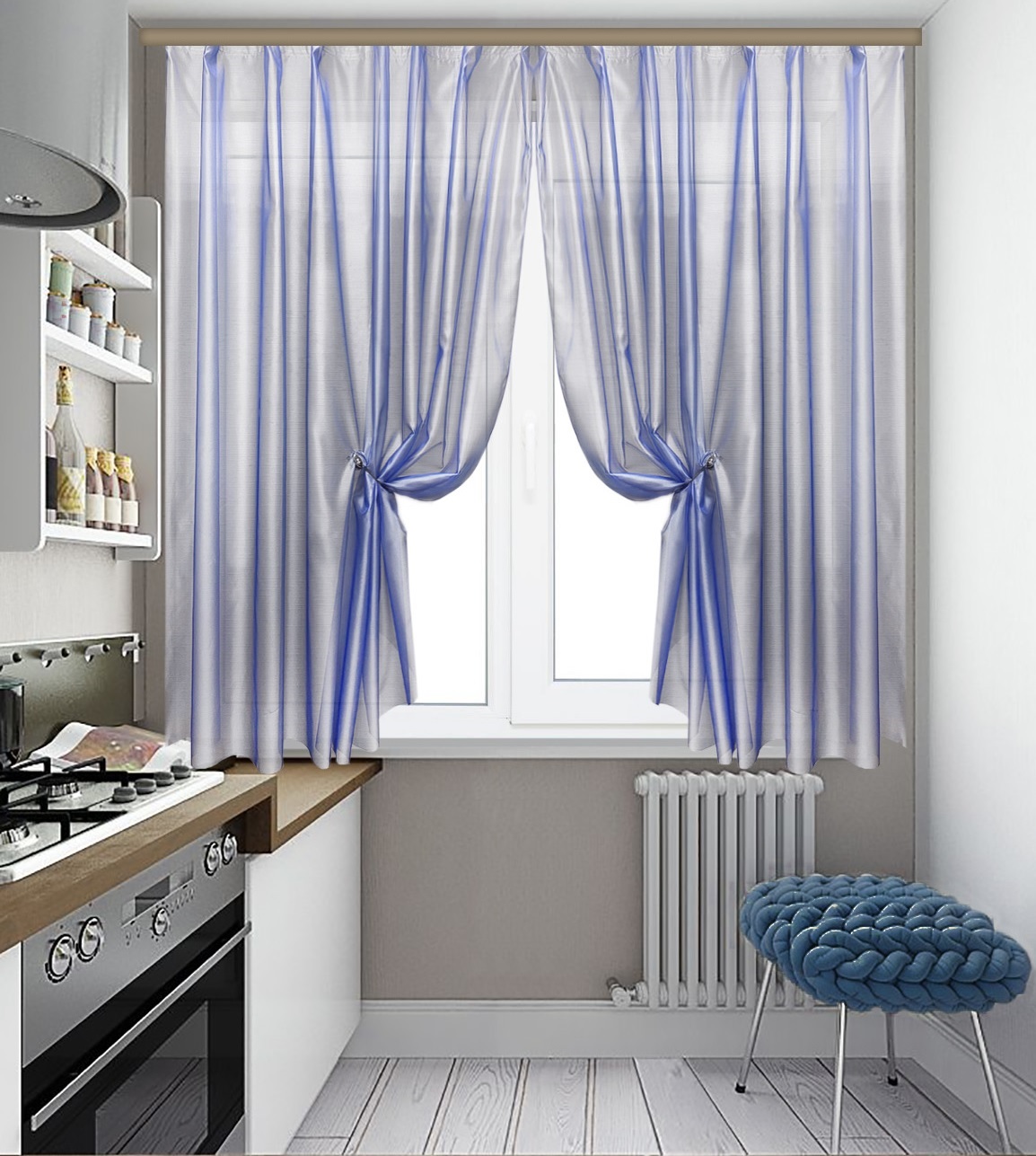 minimalismo de cortinas en la cocina