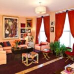 perdele de culoare portocalie decorare foto