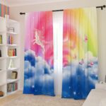 curtains rainbow with unicorn