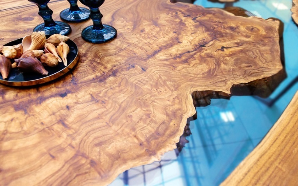 photo de décoration de table en résine époxy