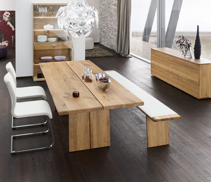 photo de conception de table en bois massif