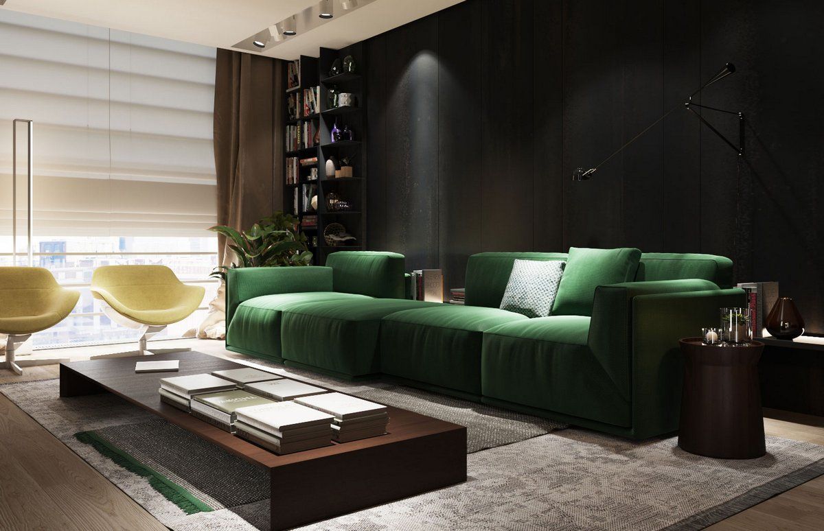 idées de design de canapé vert foncé