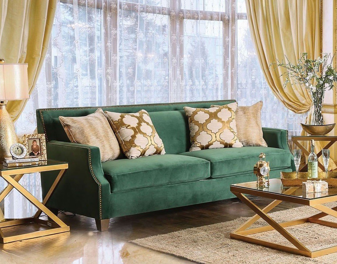 photo de décoration de canapé vert foncé