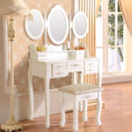 coiffeuse avec triple miroir