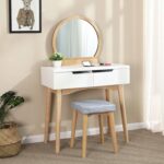 coiffeuse avec miroir rond
