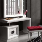coiffeuse avec pouf rouge