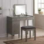 coiffeuse grise avec pouf