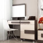 coiffeuse beige avec marron