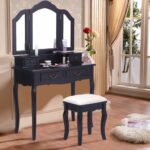 coiffeuse grise triple