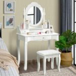 coiffeuse blanche avec chaise