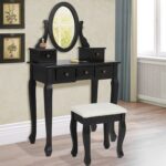 coiffeuse noire avec tiroirs table d'appoint