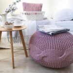 pouf in maglia viola