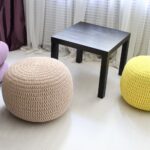 pouf in maglia bianco