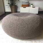 pouf in maglia grigio grande