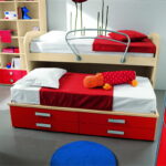 lit gigogne avec armoire rouge