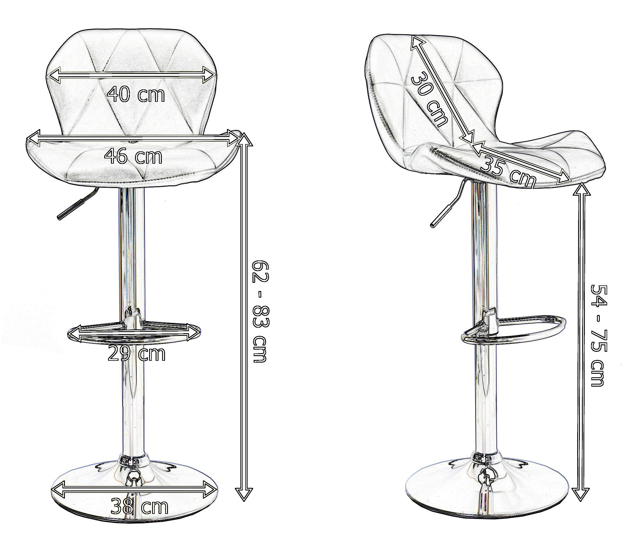 plan de tabourets de bar