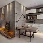 mesa de móveis de concreto
