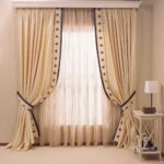 beige curtains with dots