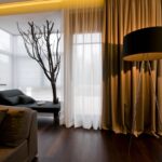 beige curtains with wood