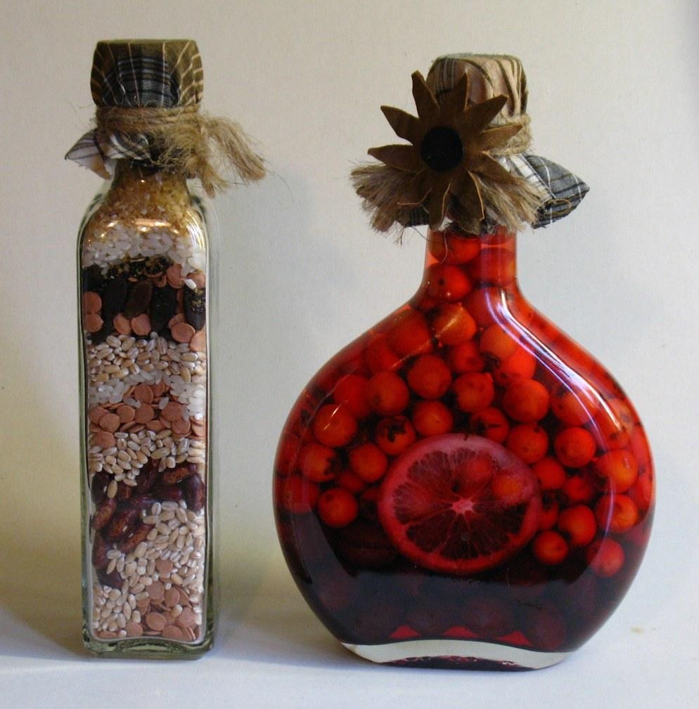 décor de bouteilles aux céréales