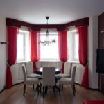 longs rideaux pour la cuisine rouge