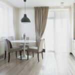longs rideaux pour la cuisine beige