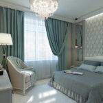 set of curtains and bedspreads photo decoration