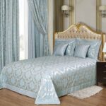 set of curtains and bedspreads photo decoration