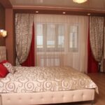 set of curtains and bedspreads photo design
