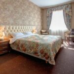 set of curtains and bedspreads photo design